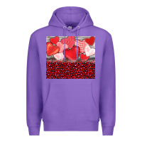 Purple valentine's day red hearts red leopard Premium Hoodie - BarkalooDesign