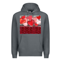 Rock valentine's day red hearts red leopard Premium Hoodie - BarkalooDesign