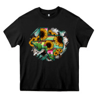 Black Texas Map Sunflower Cactus Serape Heavy Core Tee - RanaPortraitStore