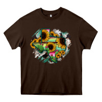 Chocolate Brown Texas Map Sunflower Cactus Serape Heavy Core Tee - RanaPortraitStore