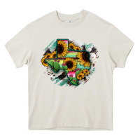 Cream Texas Map Sunflower Cactus Serape Heavy Core Tee - RanaPortraitStore