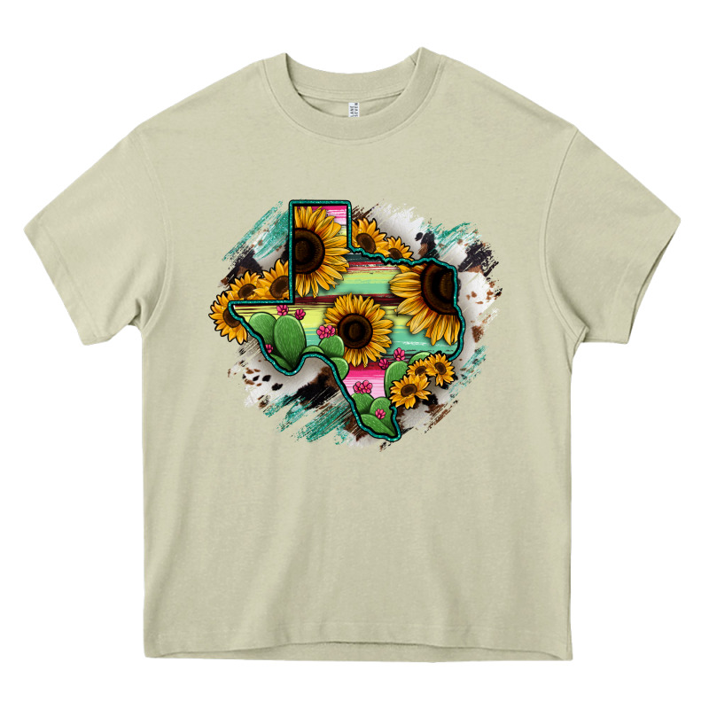 Texas Map Sunflower Cactus Serape Heavy Core Tee by RanaPortraitStore | Teevron