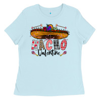 Baby Blue festive sombrero and nacho art Ladies Tee - CowhideDigitalArt