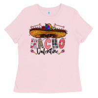 Bubblegum Pink festive sombrero and nacho art Ladies Tee - CowhideDigitalArt