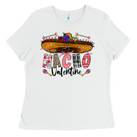 White festive sombrero and nacho art Ladies Tee - CowhideDigitalArt