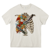 Cream kinda emotionless kinda emotional skeleton chest Heavy Core Tee - FaDigitalArtStudio