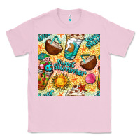 Bubblegum Pink sweet summer coffee cups with colorful leopard and sea stars seamless  Classic Tee - BundleAndBundleShop