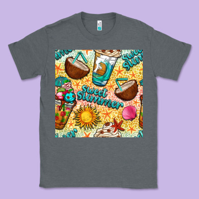 Sweet Summer Coffee Cups With Colorful Leopard And Sea Stars Seamless  Classic Tee Designed By Bundleandbundleshop