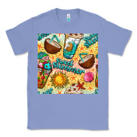 Colony Blue sweet summer coffee cups with colorful leopard and sea stars seamless  Classic Tee - BundleAndBundleShop