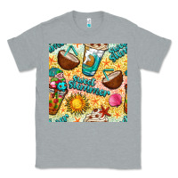 Heather Grey sweet summer coffee cups with colorful leopard and sea stars seamless  Classic Tee - BundleAndBundleShop