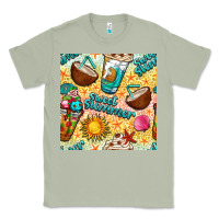 Matcha sweet summer coffee cups with colorful leopard and sea stars seamless  Classic Tee - BundleAndBundleShop