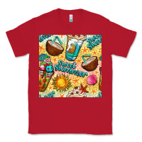 Red sweet summer coffee cups with colorful leopard and sea stars seamless  Classic Tee - BundleAndBundleShop