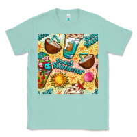 Seafoam sweet summer coffee cups with colorful leopard and sea stars seamless  Classic Tee - BundleAndBundleShop