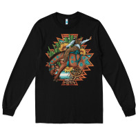 Black bucking bronco aztec shape background Long Sleeve Tee - Artiststas