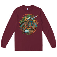 Burgundy bucking bronco aztec shape background Long Sleeve Tee - Artiststas