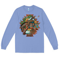 Colony Blue bucking bronco aztec shape background Long Sleeve Tee - Artiststas