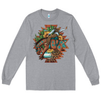 Heather Grey bucking bronco aztec shape background Long Sleeve Tee - Artiststas