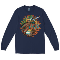 Navy bucking bronco aztec shape background Long Sleeve Tee - Artiststas