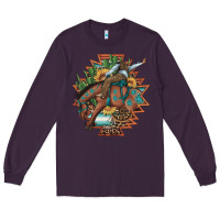 Plum bucking bronco aztec shape background Long Sleeve Tee - Artiststas