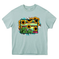 Arona Wyoming Map Sunflower Cactus Serape Heavy Core Tee - RanaPortraitStore
