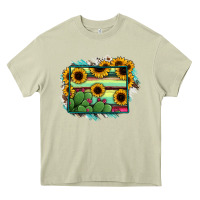 Mossy Wyoming Map Sunflower Cactus Serape Heavy Core Tee - RanaPortraitStore