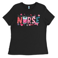 Black Nurse Valentine Ladies Tee - CowhideDigitalArt