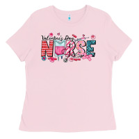 Bubblegum Pink Nurse Valentine Ladies Tee - CowhideDigitalArt