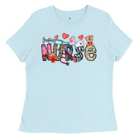 Baby Blue Nurse Valentines Day Ladies Tee - CowhideDigitalArt