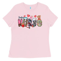 Bubblegum Pink Nurse Valentines Day Ladies Tee - CowhideDigitalArt