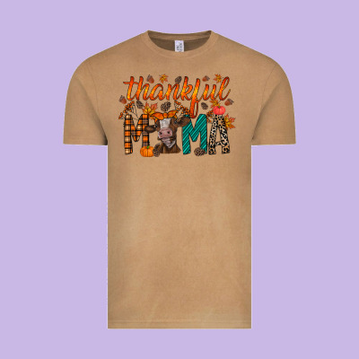 Thankful Mama Cow Vintage Tee Designed By Racoondesign