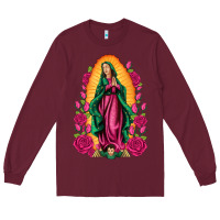 Burgundy our lady of guadalupe Long Sleeve Tee - Artiststas