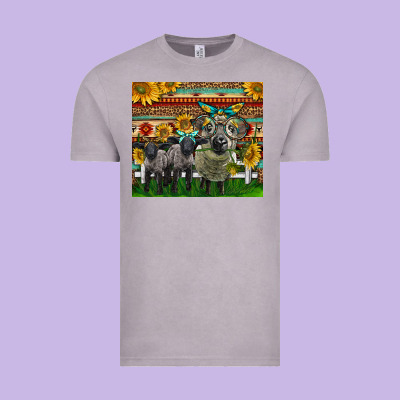 Western Cute Hampshire Sheep Family Vintage Tee Designed By Lillyallendesigns