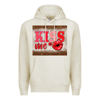 Oatmeal Heather valentine's day kiss me Premium Hoodie - BarkalooDesign