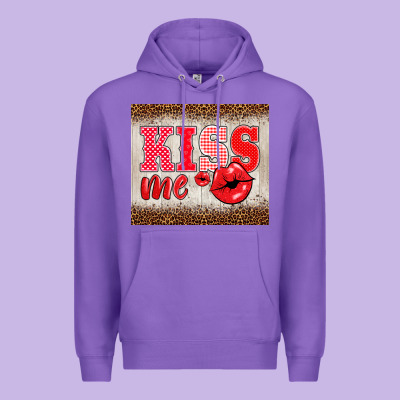Valentine's Day Kiss Me Premium Hoodie Designed By Barkaloodesign