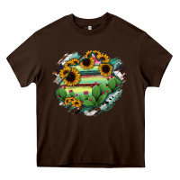 Chocolate Brown Aguascalientes State Of Mexico Map Heavy Core Tee - RanaPortraitStore