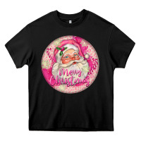 Black Pink Merry Christmas Santa Heavy Core Tee - FaDigitalArtStudio
