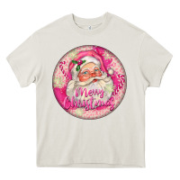 Cream Pink Merry Christmas Santa Heavy Core Tee - FaDigitalArtStudio
