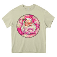 Mossy Pink Merry Christmas Santa Heavy Core Tee - FaDigitalArtStudio