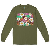 Army Green easter daisy background Long Sleeve Tee - Artiststas