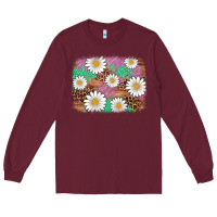 Burgundy easter daisy background Long Sleeve Tee - Artiststas