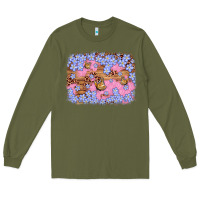 Army Green easter butterfly leopard background Long Sleeve Tee - Artiststas