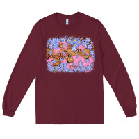Burgundy easter butterfly leopard background Long Sleeve Tee - Artiststas