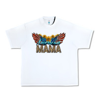 White Western American Mama With Sunflowers Urban Heavy Tee - LillyAllenDesigns