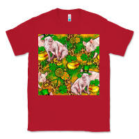 Red St. Patrick's Day Pig And Candy Pot Of Gold Classic Tee - FaDigitalArtStudio