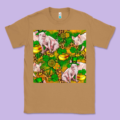 St. Patrick's Day Pig And Candy Pot Of Gold Classic Tee Designed By Fadigitalartstudio