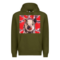 Army Green valentine's day glitter hearts pig Premium Hoodie - BarkalooDesign