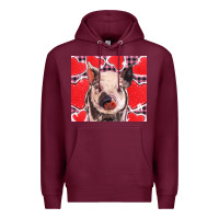 Burgundy valentine's day glitter hearts pig Premium Hoodie - BarkalooDesign