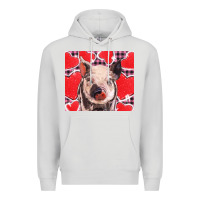 Dove Grey valentine's day glitter hearts pig Premium Hoodie - BarkalooDesign
