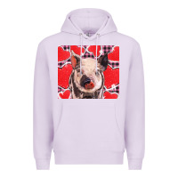 Lilac valentine's day glitter hearts pig Premium Hoodie - BarkalooDesign