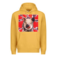 Mustard valentine's day glitter hearts pig Premium Hoodie - BarkalooDesign